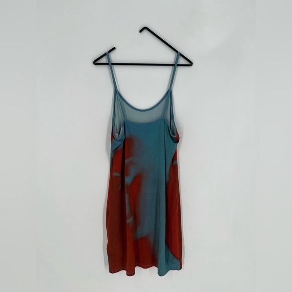 Paloma Wool Chantal Face Graphic Printed Jersey Mini Dress In Blue & Red - Picture 6 of 6